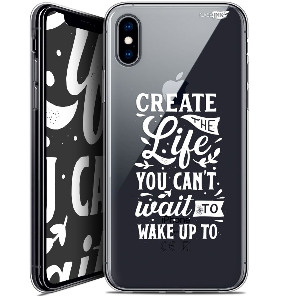 Caseink - Coque arrière Apple iPhone Xs / X (5.8 ) Crystal Gel HD [ Nouvelle Collection - Souple - Antichoc - Imprimé en France] Wake Up Your Life - Coque, étui smartphone