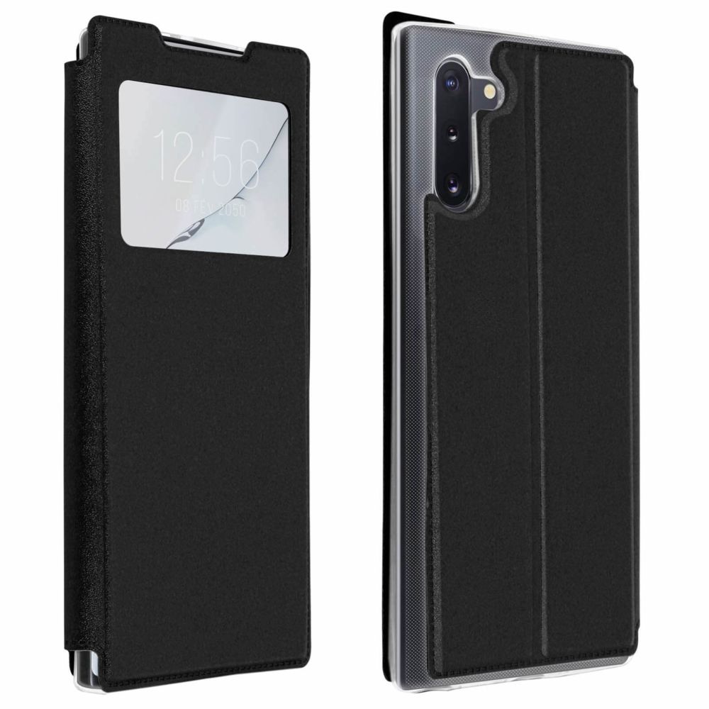Avizar - Housse Samsung Galaxy Note 10 Étui Fenêtre Porte-carte Support Vidéo noir - Coque, étui smartphone