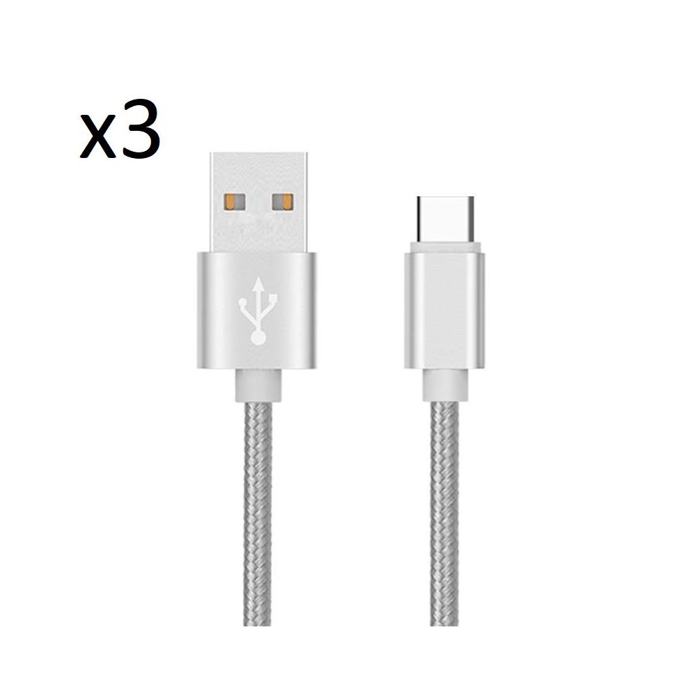 Shot - Pack de 3 Cables Metal Nylon Type C pour XIAOMI Mi A2 Smartphone Android Chargeur Connecteur - Chargeur secteur téléphone