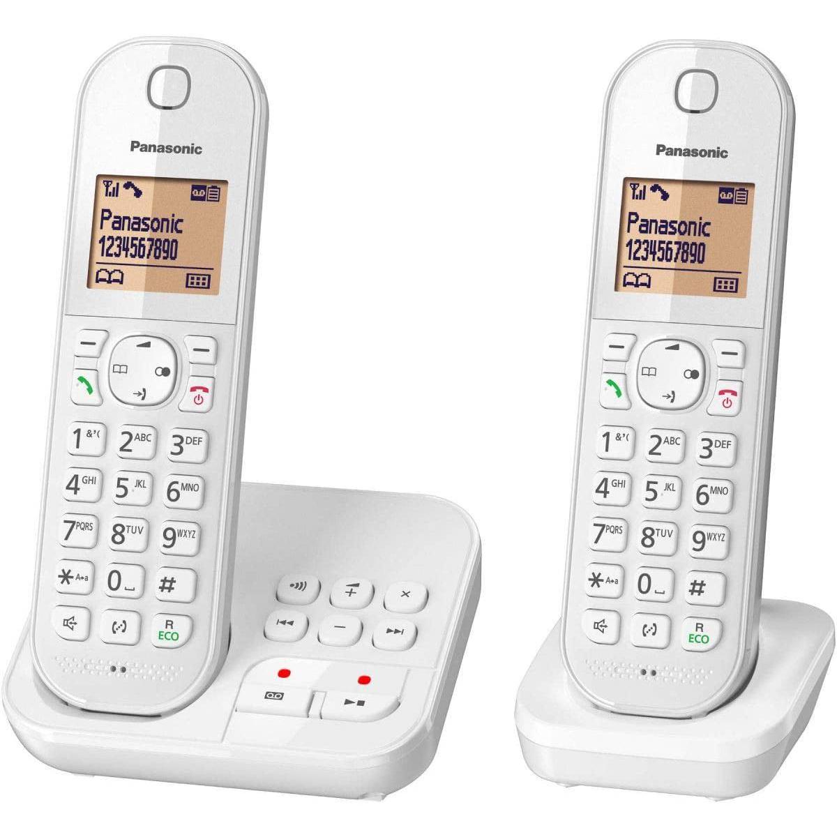 Panasonic - Rasage Electrique - telephone sans Fil Dect duo avec répondeur Blanc - Téléphone fixe filaire
