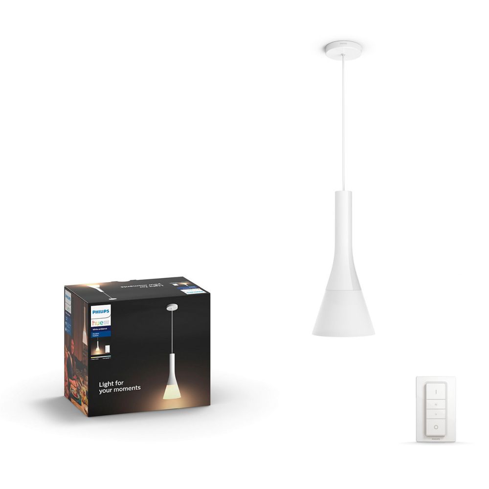 Philips Hue - White Ambiance DEVOTE Suspension extension 1x9W - Blanc (télécommande non incluse) - Bluetooth - Lampe connectée