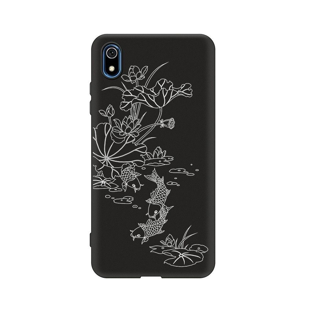 marque generique - Coque en TPU impression noir/lotus et poisson pour votre Xiaomi Redmi 7A - Coque, étui smartphone