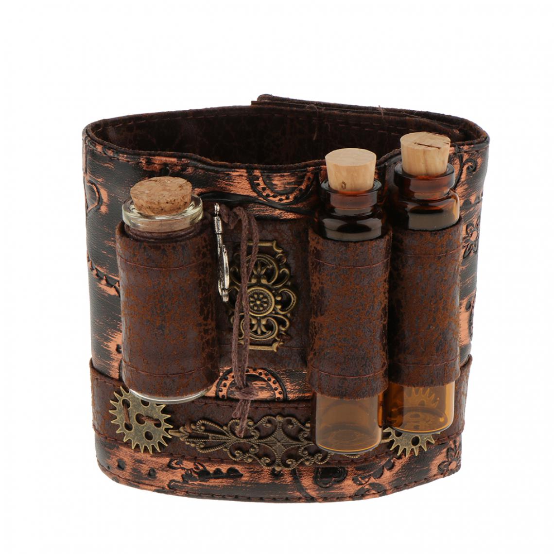 marque generique - Steampunk Bra Bracelet en Cuir PU Vintage Gothique pour Bouteille en Verre - Bracelet connecté
