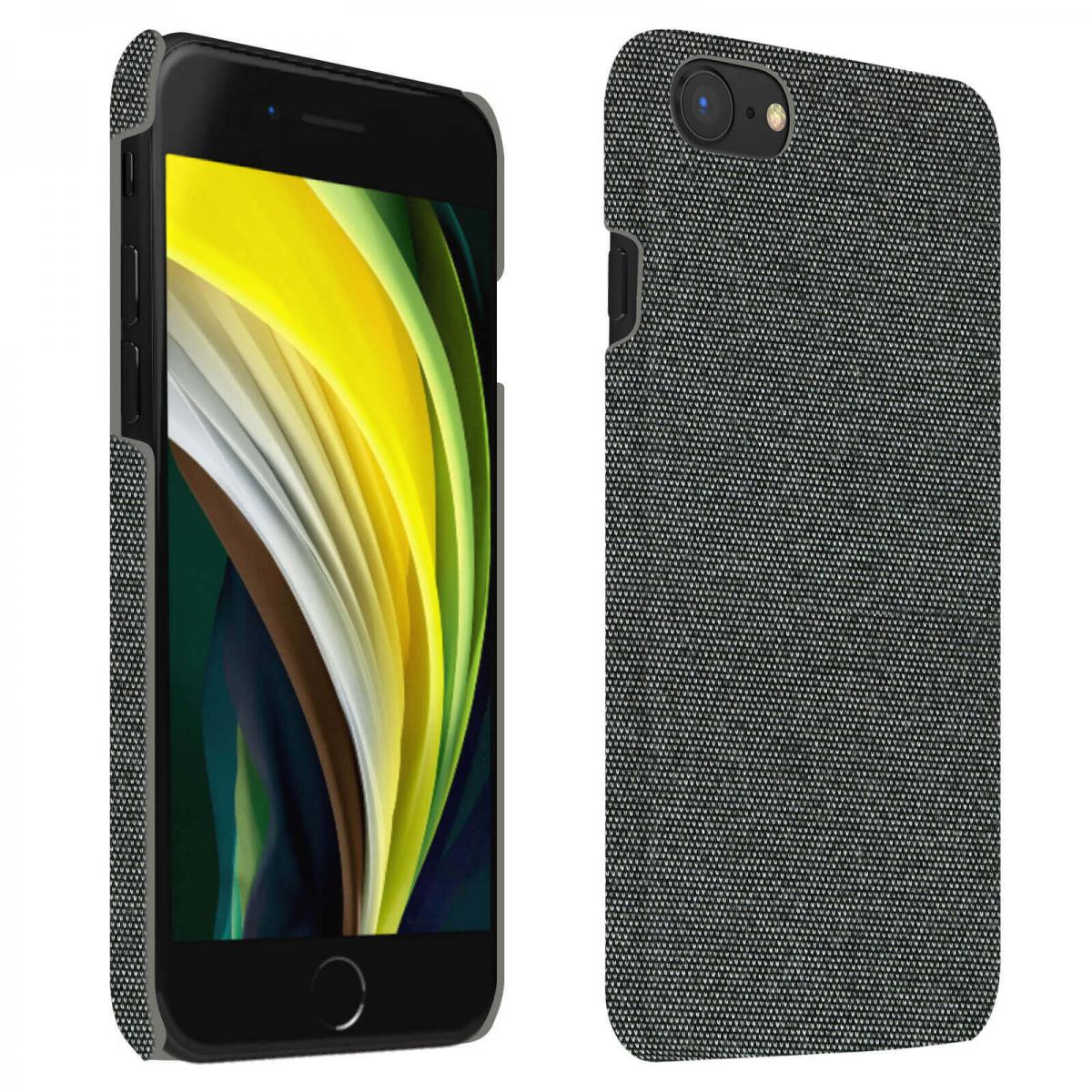 Avizar - Coque iPhone SE 2020 / 8 / 7 Rigide Finition Tissu Anti-traces Lavable gris - Coque, étui smartphone