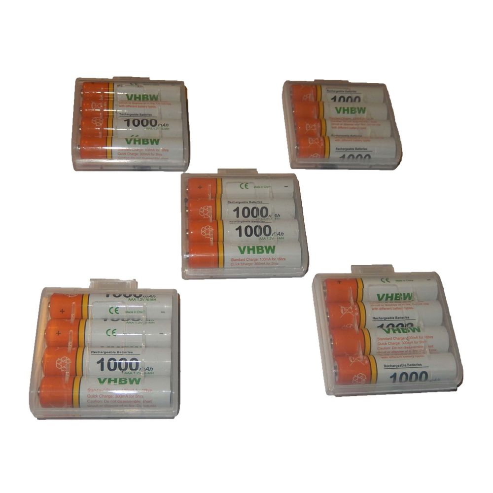 Vhbw - Lot 20 piles rechargeables vhbw AAA, Micro, R3, HR03 1000mAh pour Panasonic KX-TG6421GB, KX-TG8521GB, KX-TG8561GB, KX-TG8562GB, KX-TG8563GB, KX-TG2511 - Autre appareil de mesure