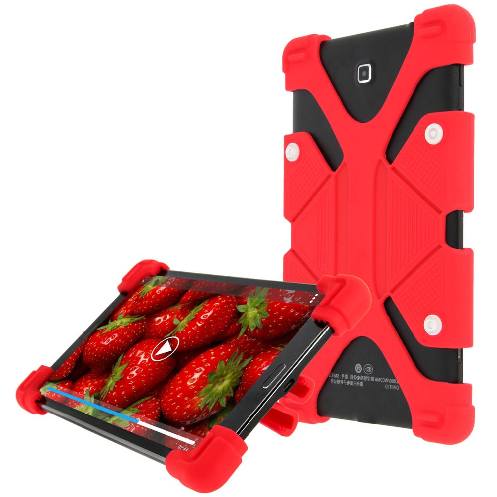 Avizar - Coque tablette 8.9 à 12 pouces Universel Bumper Silicone Gel rouge Mode Support - Coque, étui smartphone