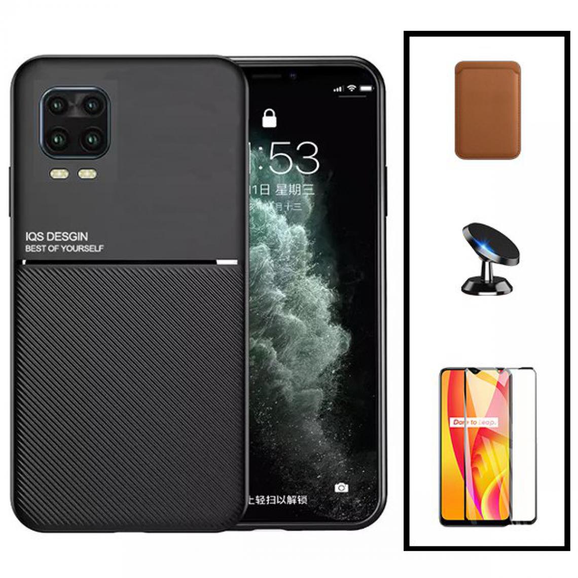 Phonecare - Kit Coque Magnetic Lux + Magentic Wallet Marron + 5D Full Cover + Support de Voiture Magnétique - Xiaomi Mi 10 Youth 5G - Coque, étui smartphone