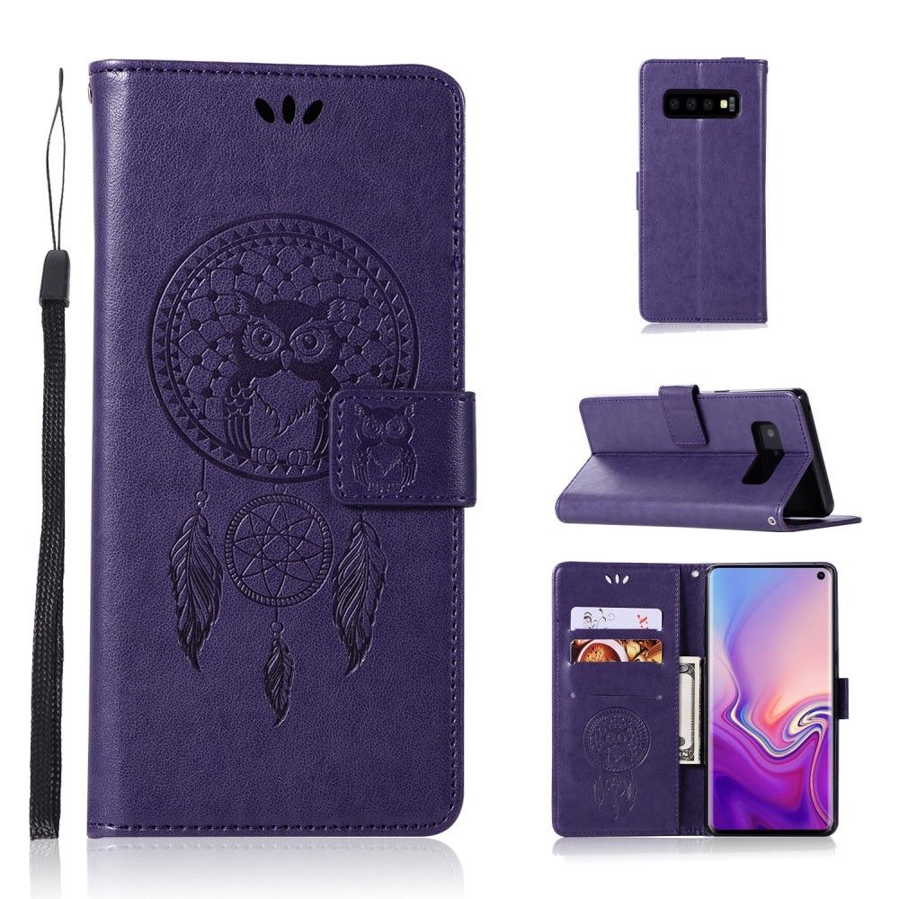 marque generique - Etui en PU capteur de rêves de hibou avec support violet pour votre Samsung Galaxy S10 - Autres accessoires smartphone