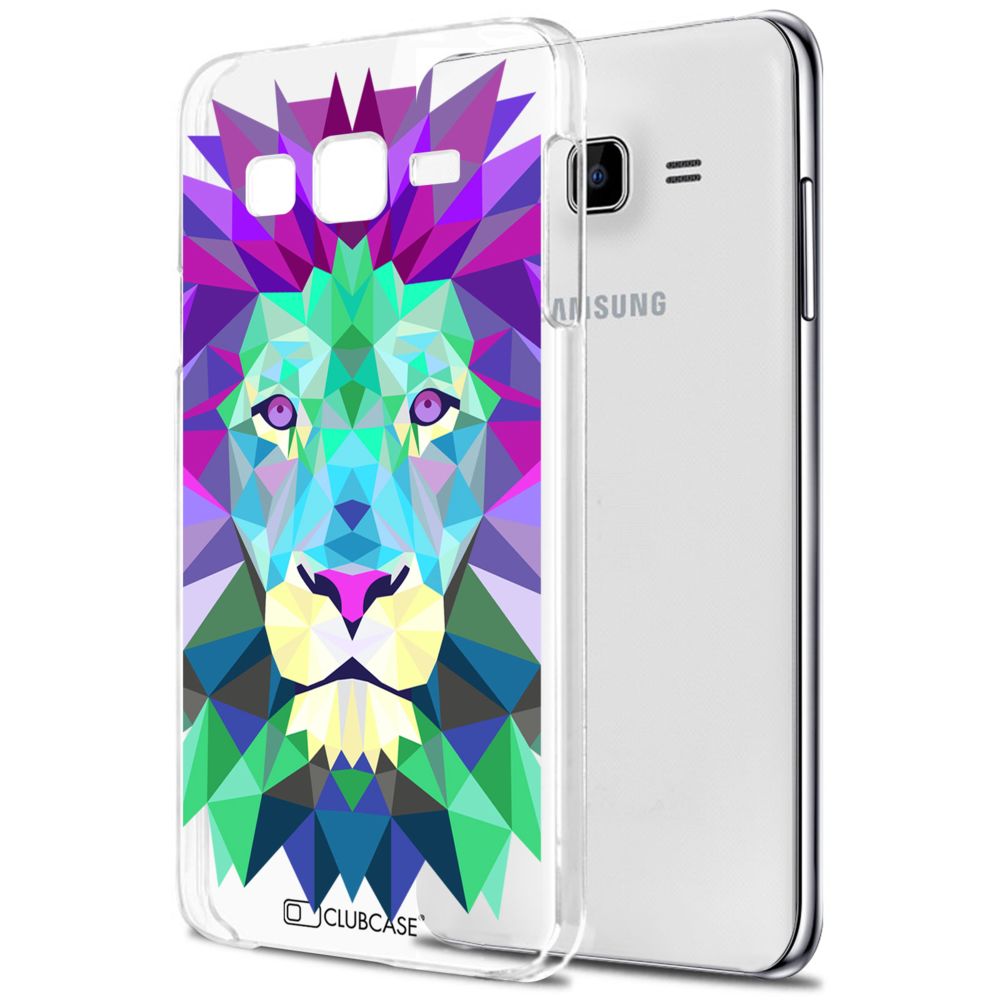 Caseink - Coque Housse Etui Samsung Galaxy J5 (J500) [Crystal HD Polygon Series Animal - Rigide - Ultra Fin - Imprimé en France] - Lion - Coque, étui smartphone