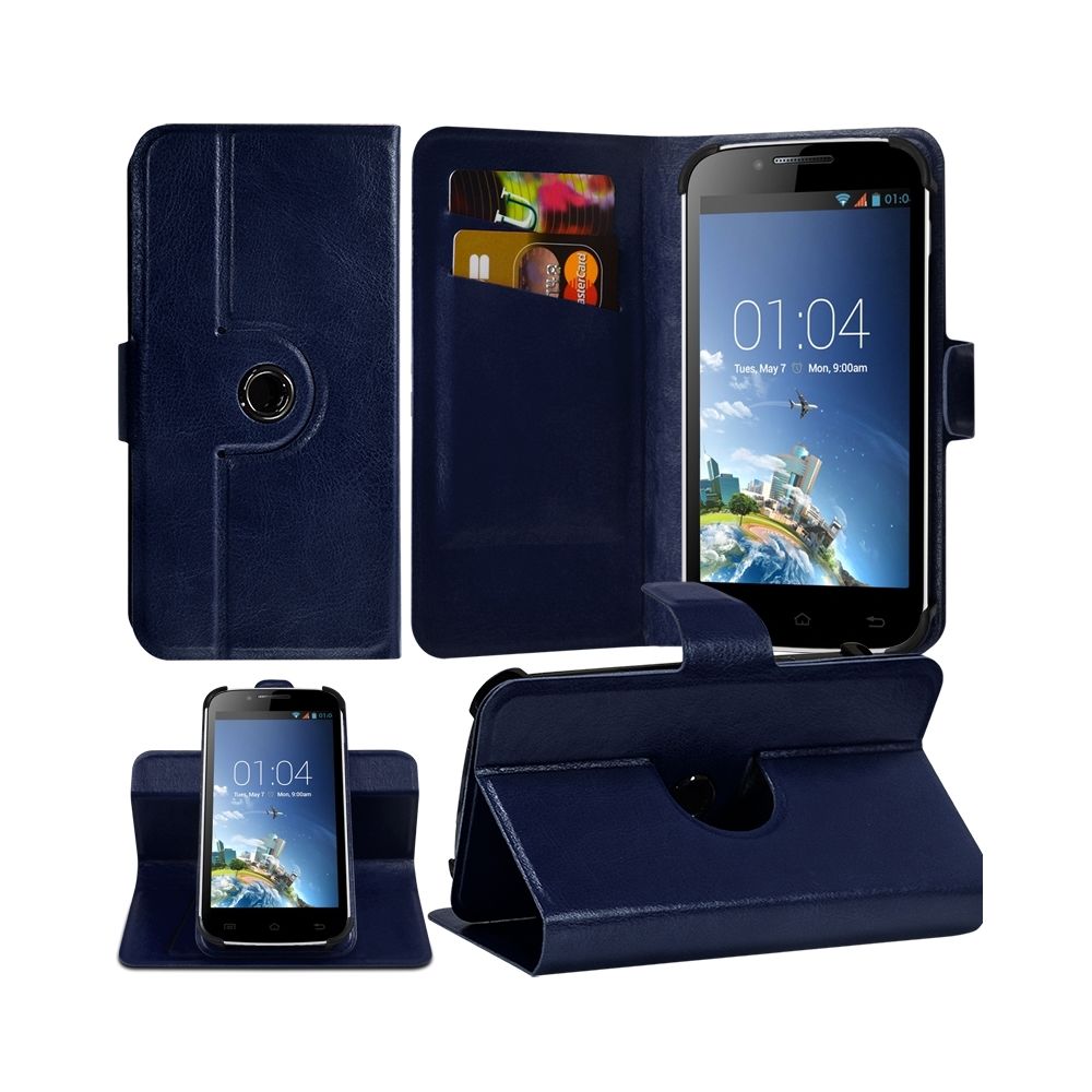 Karylax - Etui Support 360 Universel L avec attaches Bleu pour Logicom Le Moov - Autres accessoires smartphone