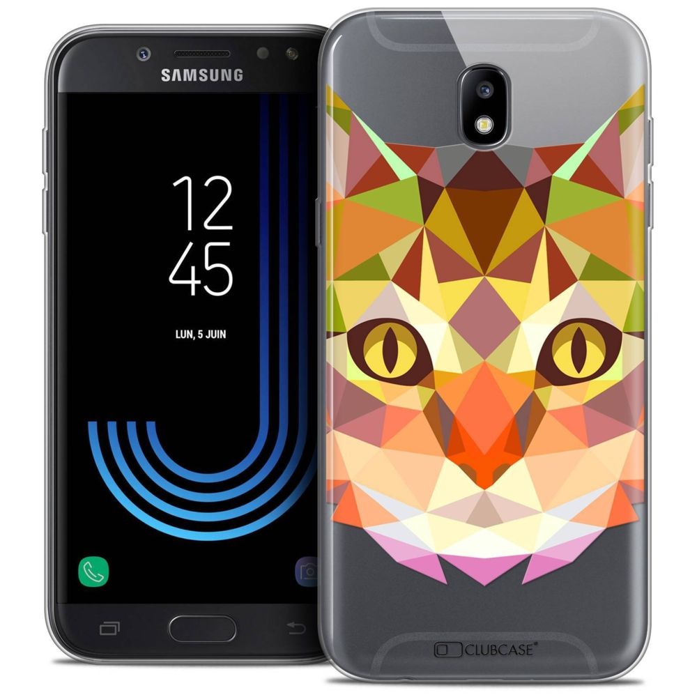 Caseink - Coque Housse Etui Samsung Galaxy J7 2017 J730 (5.5 ) [Crystal Gel HD Polygon Series Animal - Souple - Ultra Fin - Imprimé en France] Chat - Coque, étui smartphone