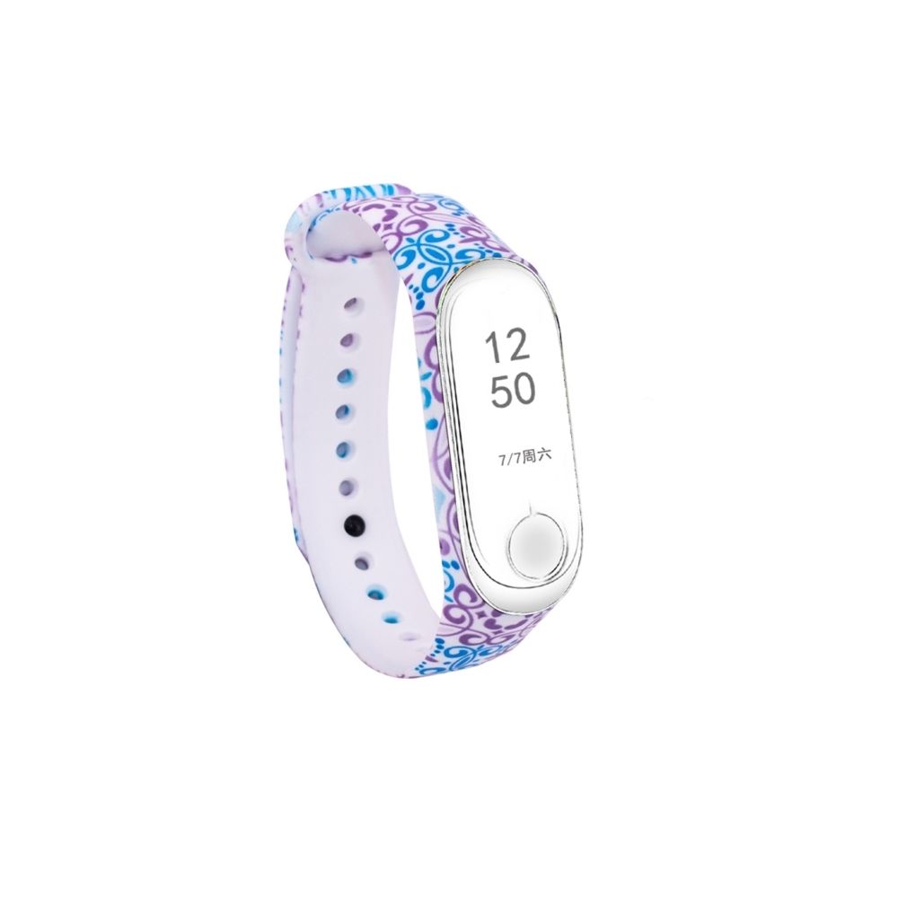 Wewoo - Bande de montre de bracelet de peinture de silicone de modèle de jacinthe pour Xiaomi Mi 3, compatible avec Mi Band 3 CA3657B - Bracelet connecté