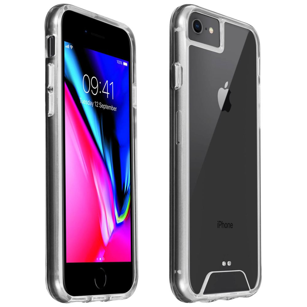 Avizar - Coque iPhone 8/7/6/6S/SE 2020 Coque Cristal Bi-matière - Transparent - Coque, étui smartphone