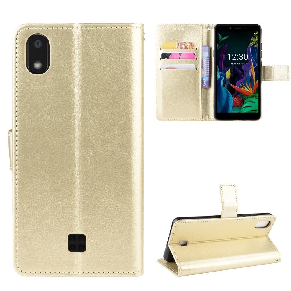 marque generique - Etui en PU peau de cheval fou or pour votre LG K20 (2019) - Coque, étui smartphone