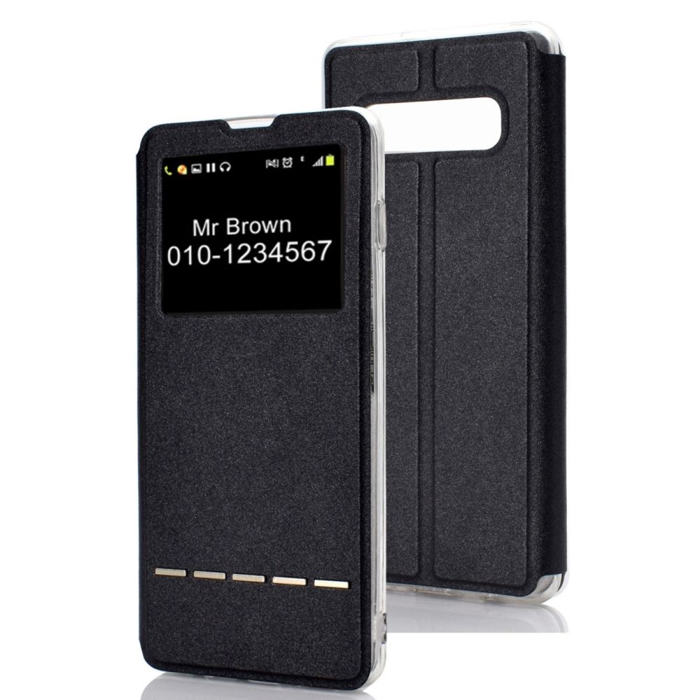 Wewoo - Housse Étui Coque Etui à rabat horizontal en cuir pour Galaxy S10 +avec support et identification de l'afficheur noir - Coque, étui smartphone