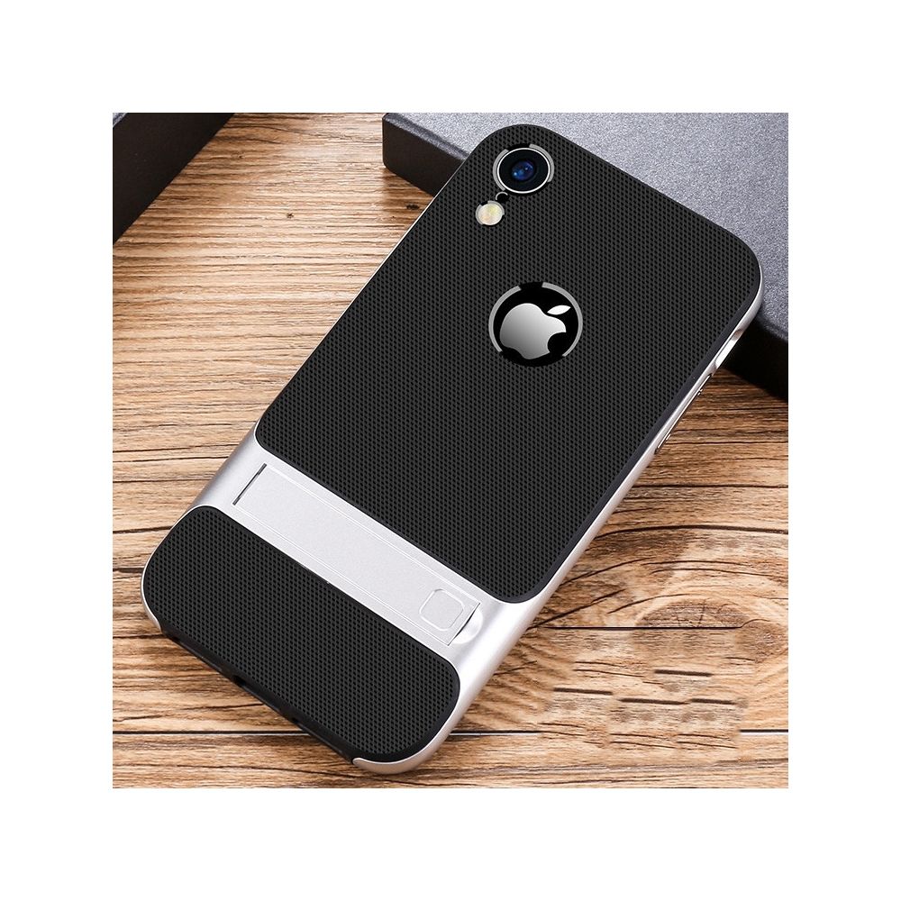 Wewoo - Coque Rigide Pour iPhone XR Plaid Texture Antidérapant TPU + PC Case avec Support Space Silver - Coque, étui smartphone