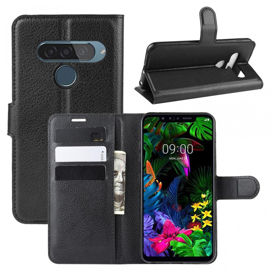 Wewoo - Housse Coque Etui à rabat horizontal pour LG G8S ThinQ Litchi Textureavec porte-monnaie et étuifentes cartes Noir - Coque, étui smartphone