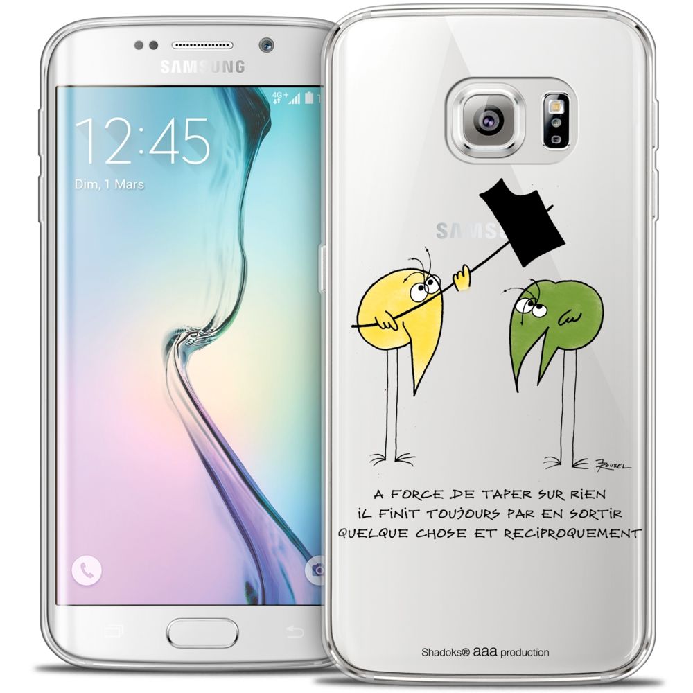 Caseink - Coque Housse Etui Samsung Galaxy S6 Edge [Crystal HD Collection Les Shadoks ? Design A Force - Rigide - Ultra Fin - Imprimé en France] - Coque, étui smartphone
