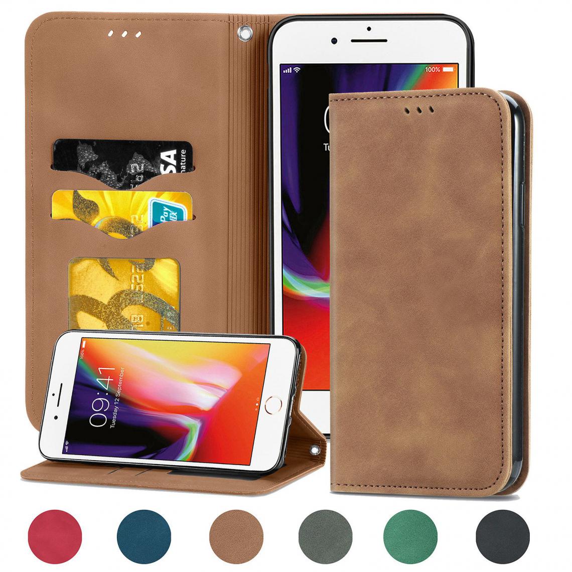 OtterBox - iPhone 7/8 Housse Etui Coque de protection type portefeuille (support carte de credit) [Marron] - Coque, étui smartphone