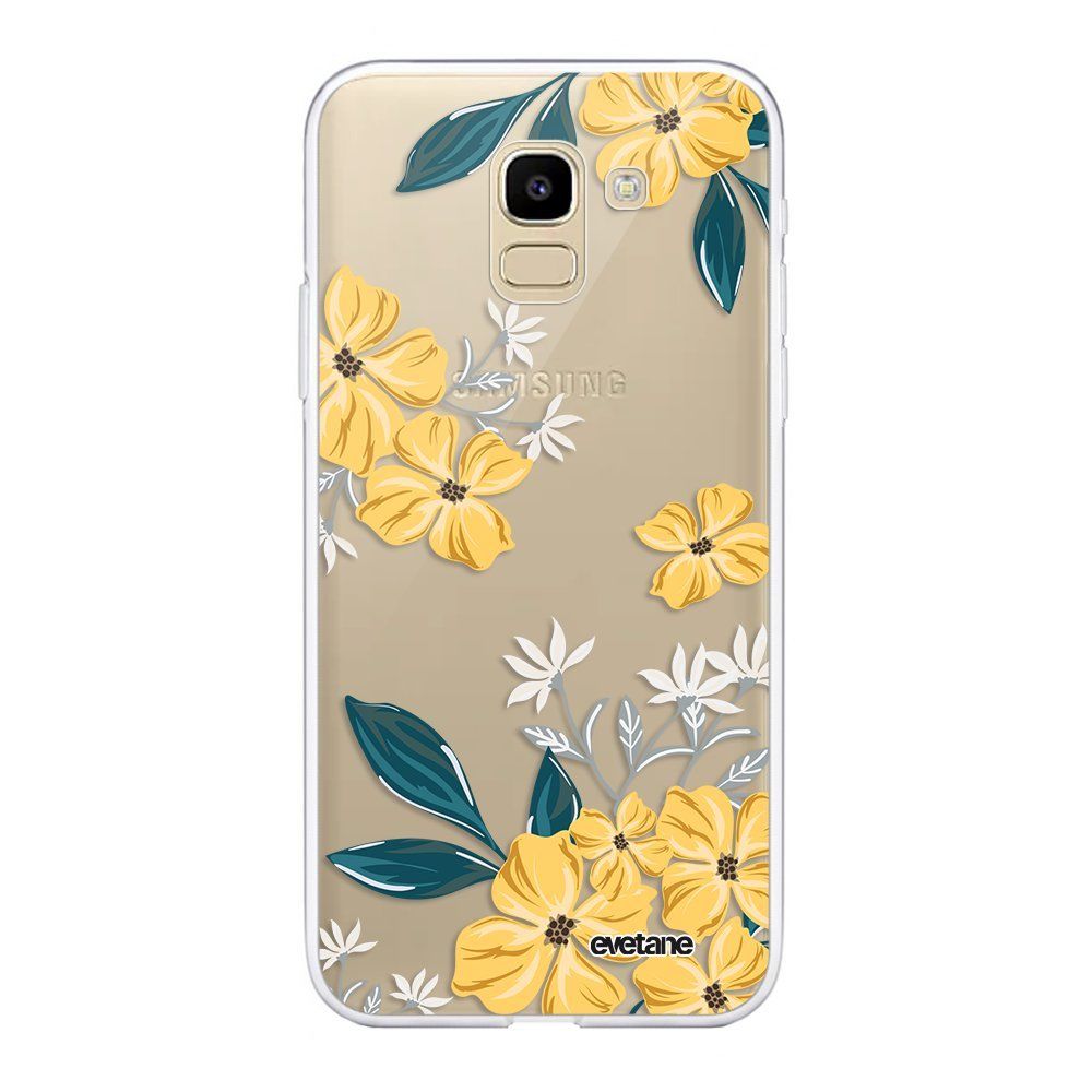 Evetane - Coque Samsung Galaxy J6 2018 360 intégrale transparente Fleurs jaunes Ecriture Tendance Design Evetane. - Coque, étui smartphone