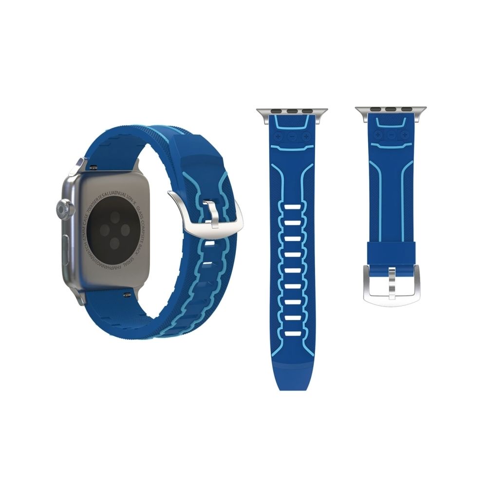 Wewoo - Bracelet bleu pour Apple Watch Series 3 & 2 & 1 38mm Mode Electrocardiogramme Motif Silicone Montre - Accessoires Apple Watch