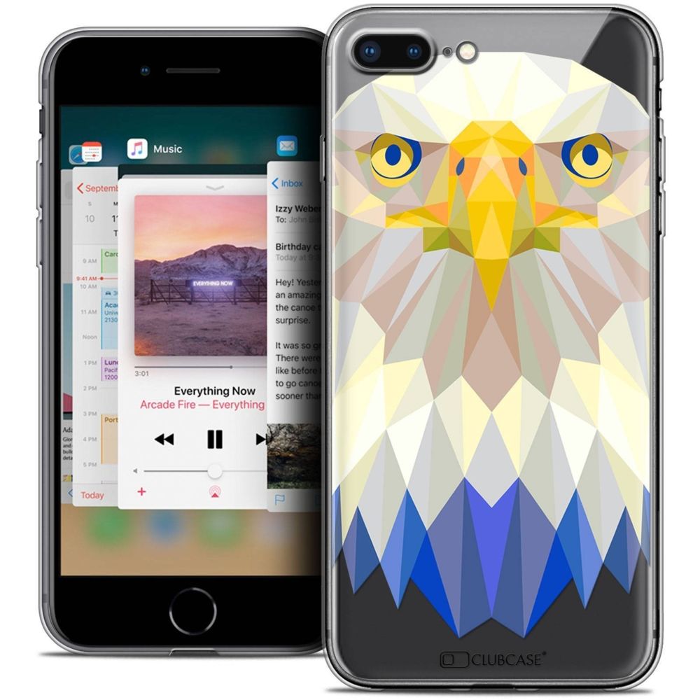 Caseink - Coque Housse Etui Apple iPhone 8 Plus (5.5 ) [Crystal Gel HD Polygon Series Animal - Souple - Ultra Fin - Imprimé en France] Aigle - Coque, étui smartphone