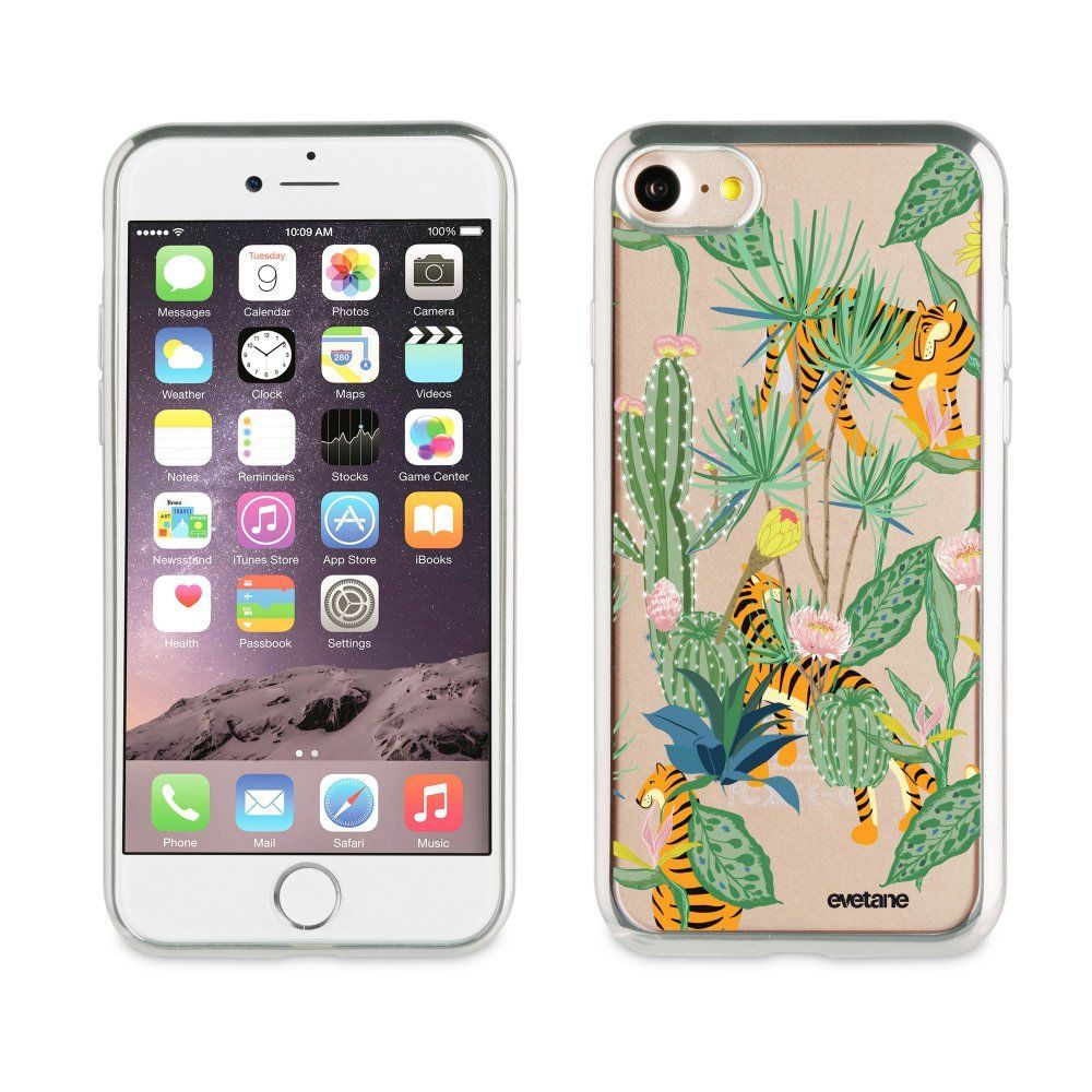 Evetane - Coque iPhone 7/8/ iPhone SE 2020 bumper argent Tigres et Cactus Ecriture Tendance et Design Evetane - Coque, étui smartphone