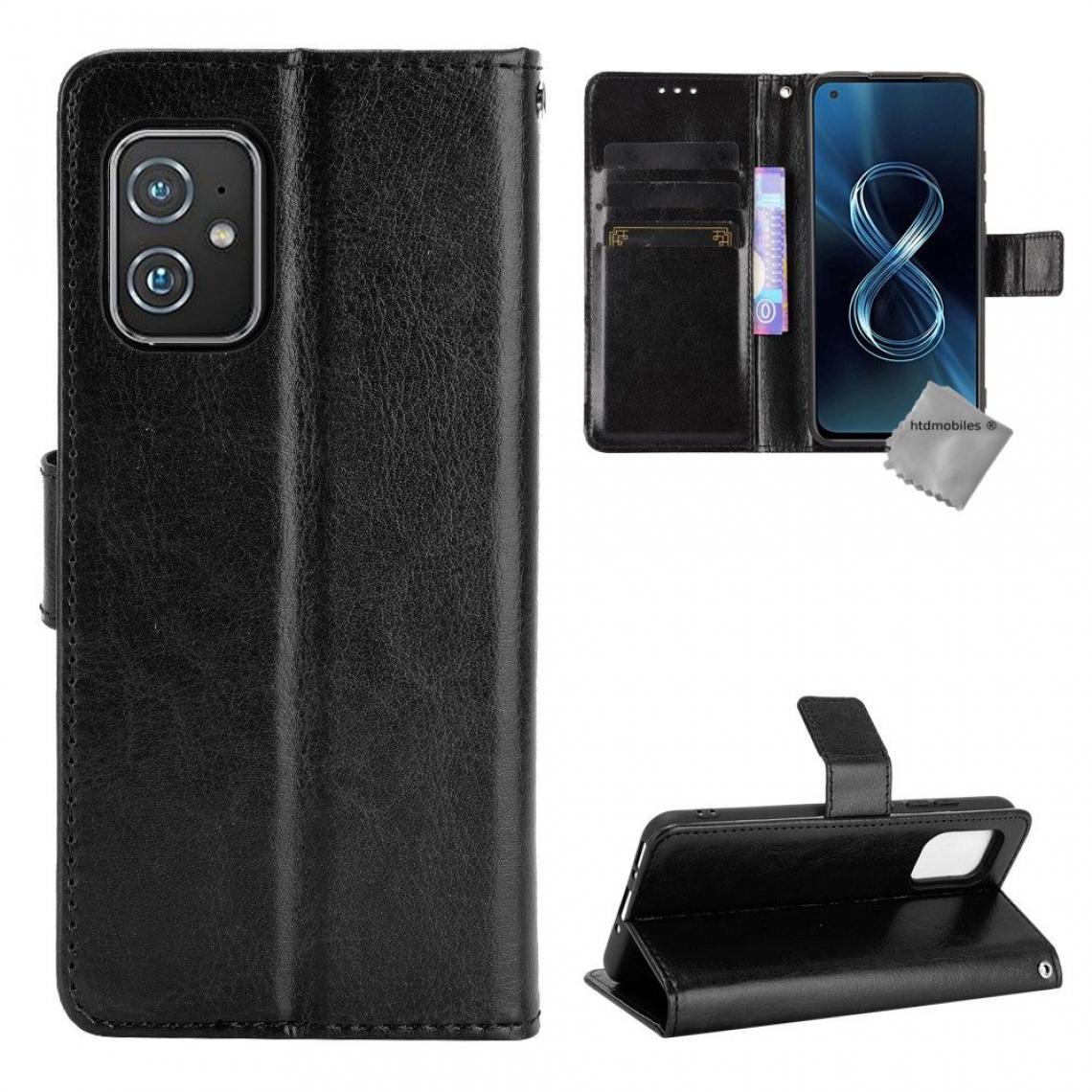 Htdmobiles - Housse etui coque pochette portefeuille Asus Zenfone 8 ZS590KS + film ecran NOIR - Coque, étui smartphone