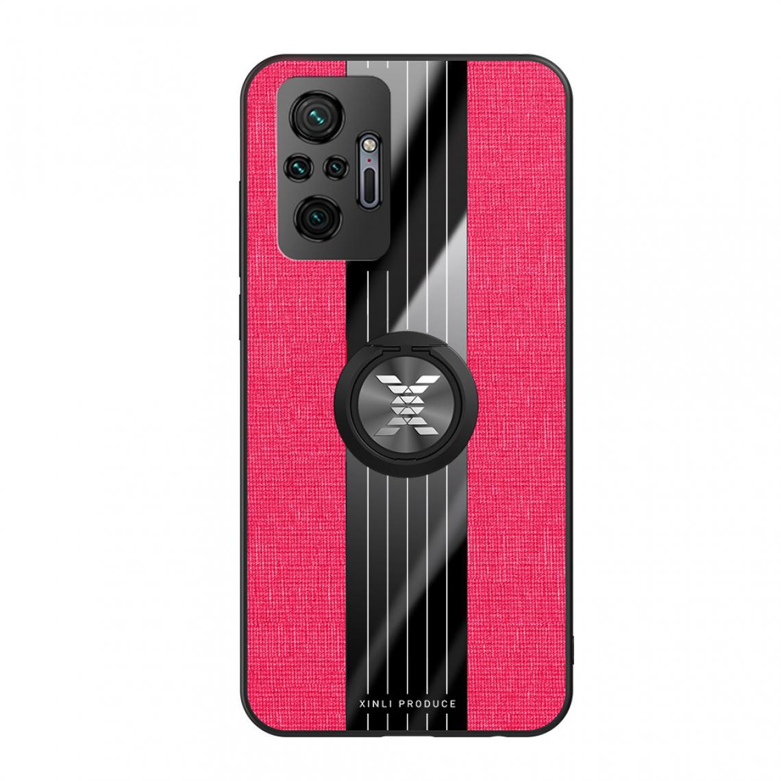 Other - Coque en TPU + acrylique Tissu à texture hybride avec béquille et feuille magnétique intégrée rose pour votre Xiaomi Redmi Note 10 Pro/Note 10 Pro Max - Coque, étui smartphone