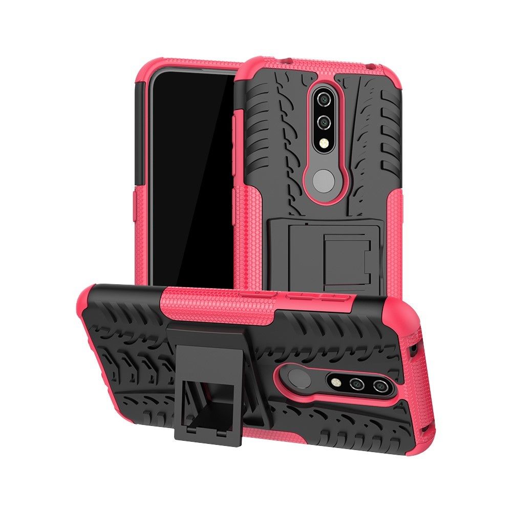 marque generique - Coque en TPU combinaison antidérapante avec béquille rose pour votre Nokia 4.2 (2019) - Coque, étui smartphone