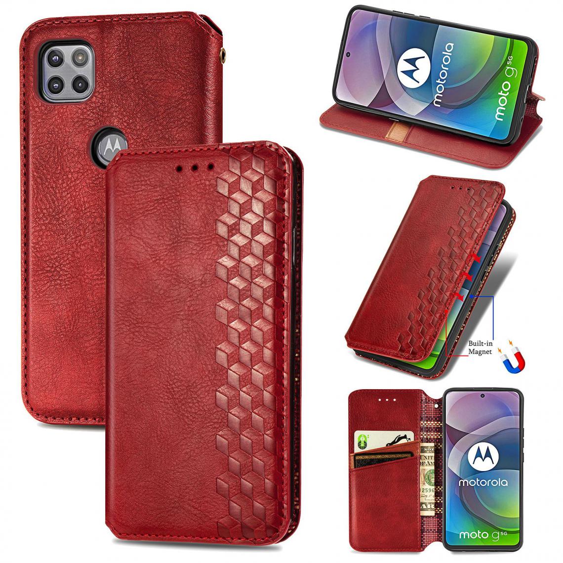 OtterBox - Moto G 5G Housse Etui Coque de protection type portefeuille (tressée) [Rouge] - Coque, étui smartphone