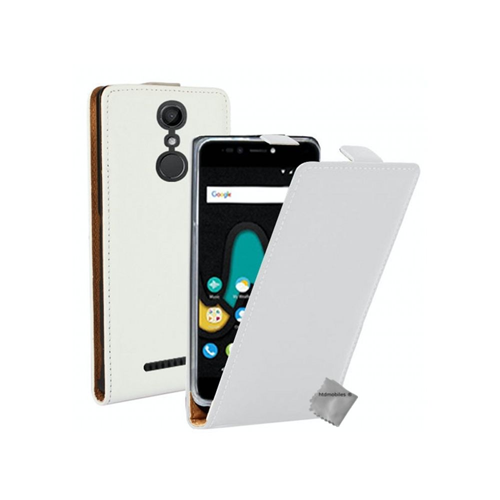 Htdmobiles - Housse etui coque pochette PU cuir fine pour Wiko U Pulse Lite + film ecran - BLANC - Autres accessoires smartphone