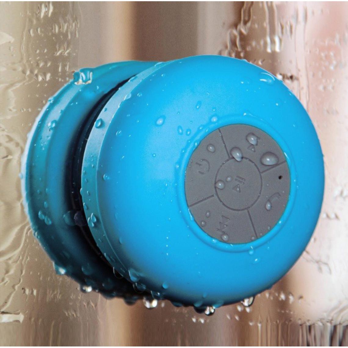 Shot - Enceinte Waterproof Bluetooth pour "IPHONE 12 Pro" Ventouse Haut-Parleur Micro Douche Petite (BLEU) - Autres accessoires smartphone
