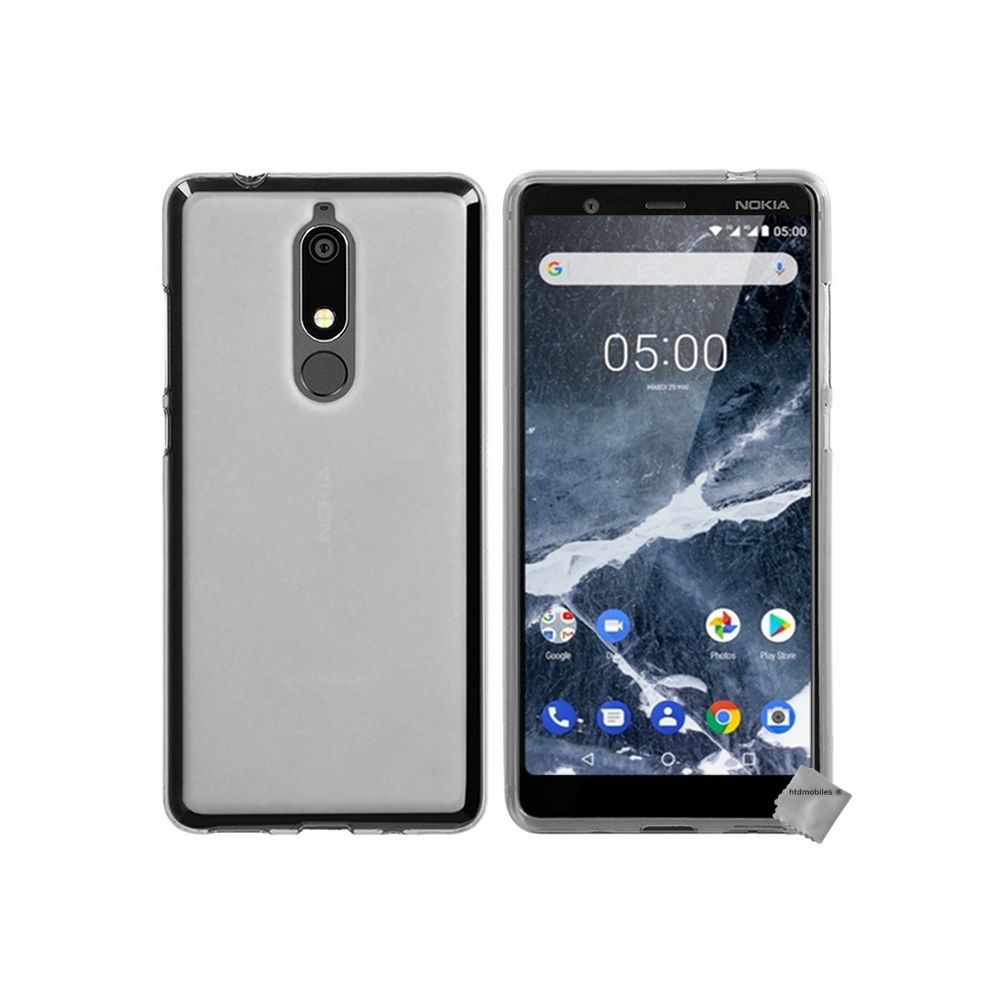 Htdmobiles - Housse etui coque pochette silicone gel fine pour Nokia 5.1 (2018) + film ecran - BLANC TRANSPARENT - Autres accessoires smartphone