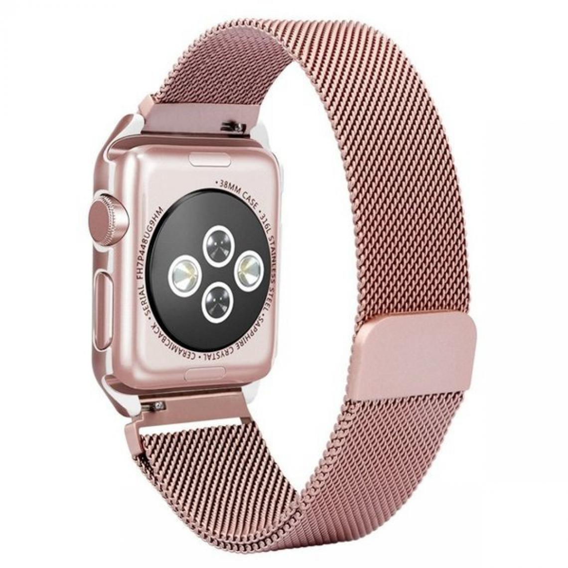 Phonecare - Bracelet Confortable Milanais Avec Fermoir Magnétique pour Apple Watch Series 7 - 45mm - rose - Autres accessoires smartphone