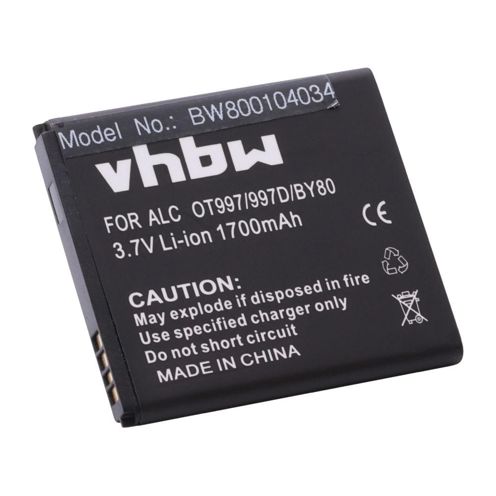 Vhbw - Batterie 1700mAh pour Alcatel OneTouch 997, 997D, OT-997, OT-997D, OT-998, One Touch X Pop, TCL S710, TCL S800, Base Lutea 3 III. Remplace TLiB32E. - Batterie téléphone