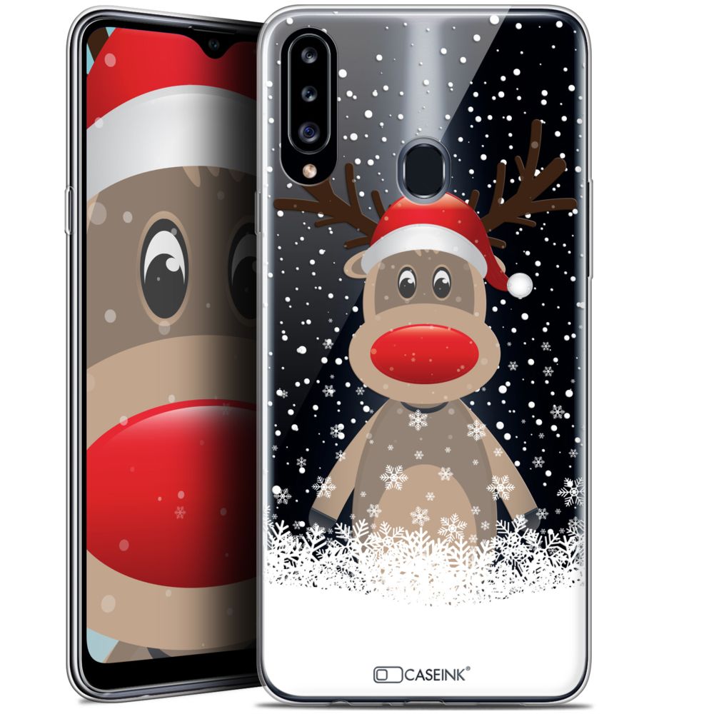 Caseink - Coque Pour Samsung Galaxy A20s (6.5 ) [Gel HD Collection Noël 2017 Design Cerf au Bonnet - Souple - Ultra Fin - Imprimé en France] - Coque, étui smartphone