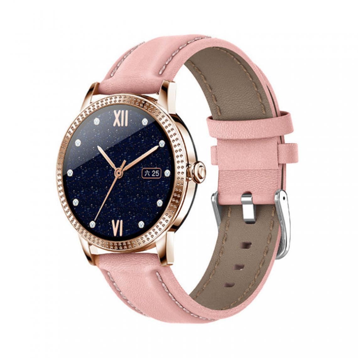 Chronotech Montres - Chronus Connected Watch Woman Smart Watch Bluetooth Smart Bracelet Heart Rate Monitor Sport Stopwatch(Rose) - Montre connectée