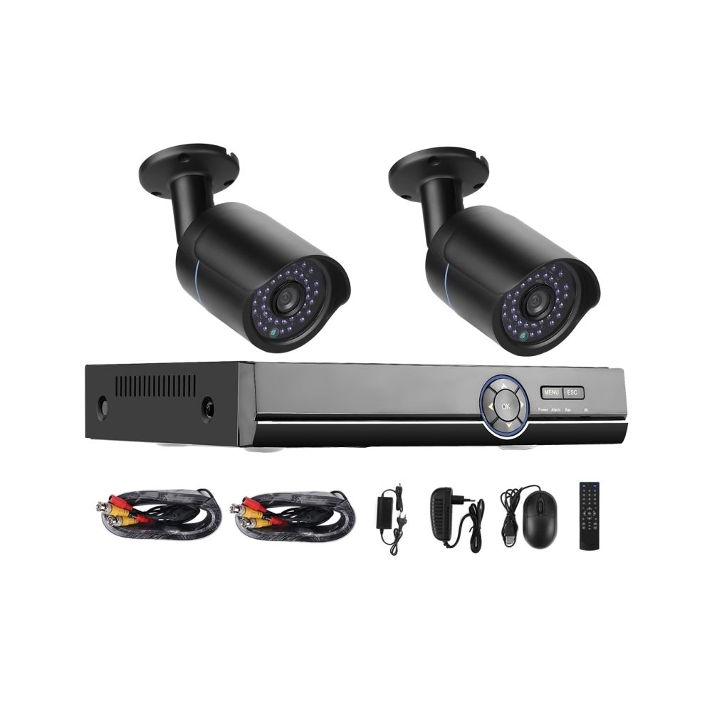 Wewoo - Vidéosurveillance noir Bullet IP Caméras AHD DVR Kit, Vision Nocturne / Détection de Mouvement, IR Distance: 20m - Accessoires sécurité connectée