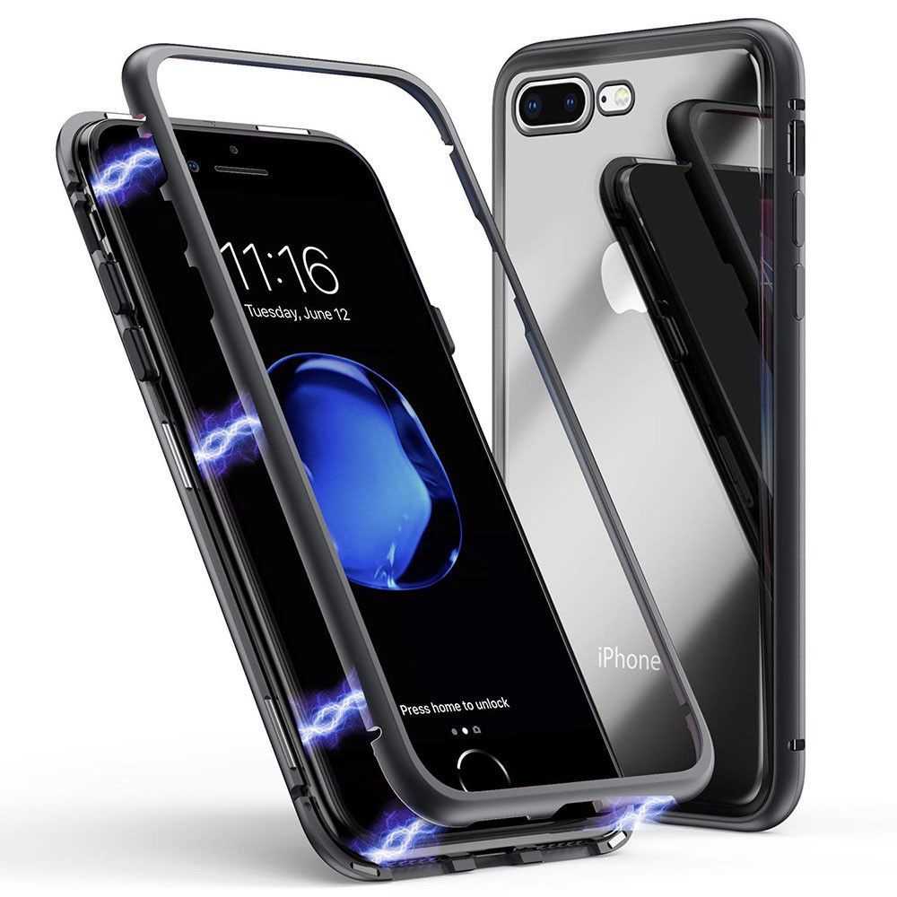 Phonillico - Coque Magnétique Noir + Verre Trempé pour Apple iPhone 7 PLUS [Phonillico®] - Coque, étui smartphone