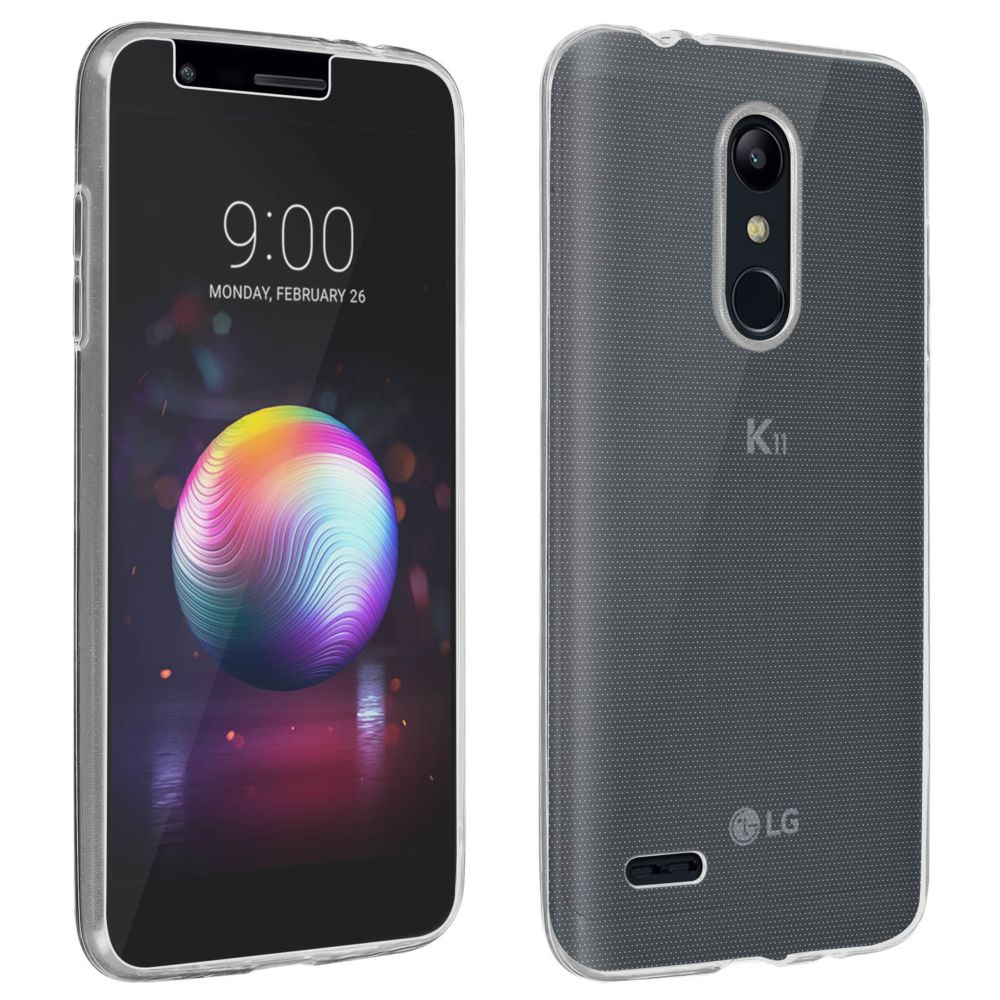Avizar - Coque LG K11 Silicone Gel Protection + Film Ecran Verre Trempé - Transparent - Coque, étui smartphone