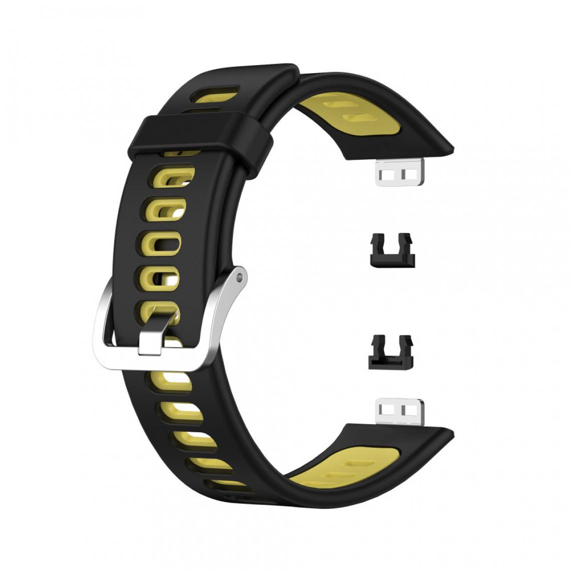 Other - Bracelet en silicone Bicolore souple Noir/Jaune pour votre Huawei Watch Fit - Accessoires bracelet connecté