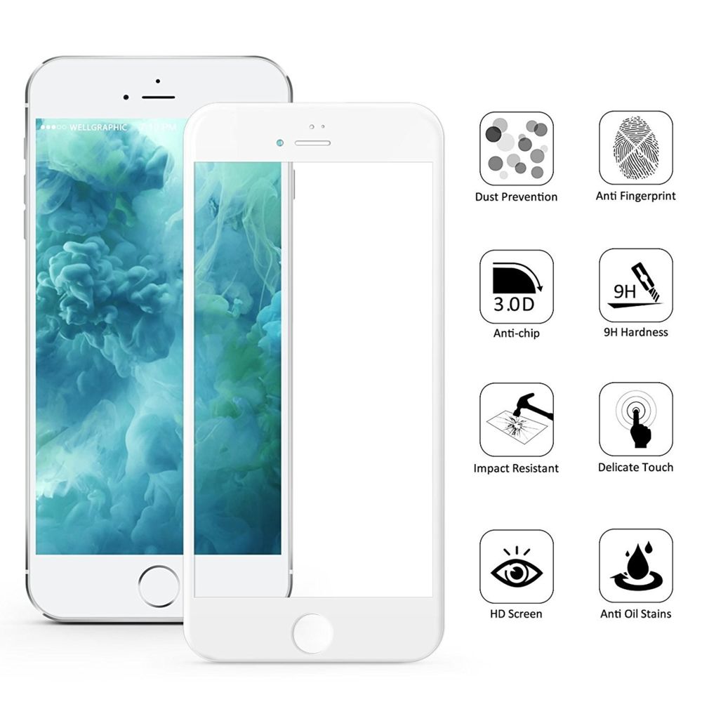 Phonillico - Verre Trempe pour Apple iPhone 7 PLUS - Film Bord Blanc 100% Intégral Vitre Protection [Phonillico®] - Protection écran smartphone