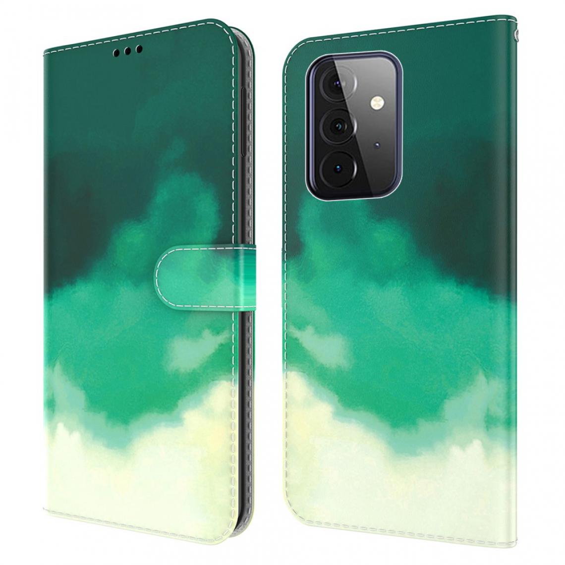 Other - Etui en PU Conception élégante aquarelle avec support vert foncé pour votre Samsung Galaxy A72 4G/5G - Coque, étui smartphone