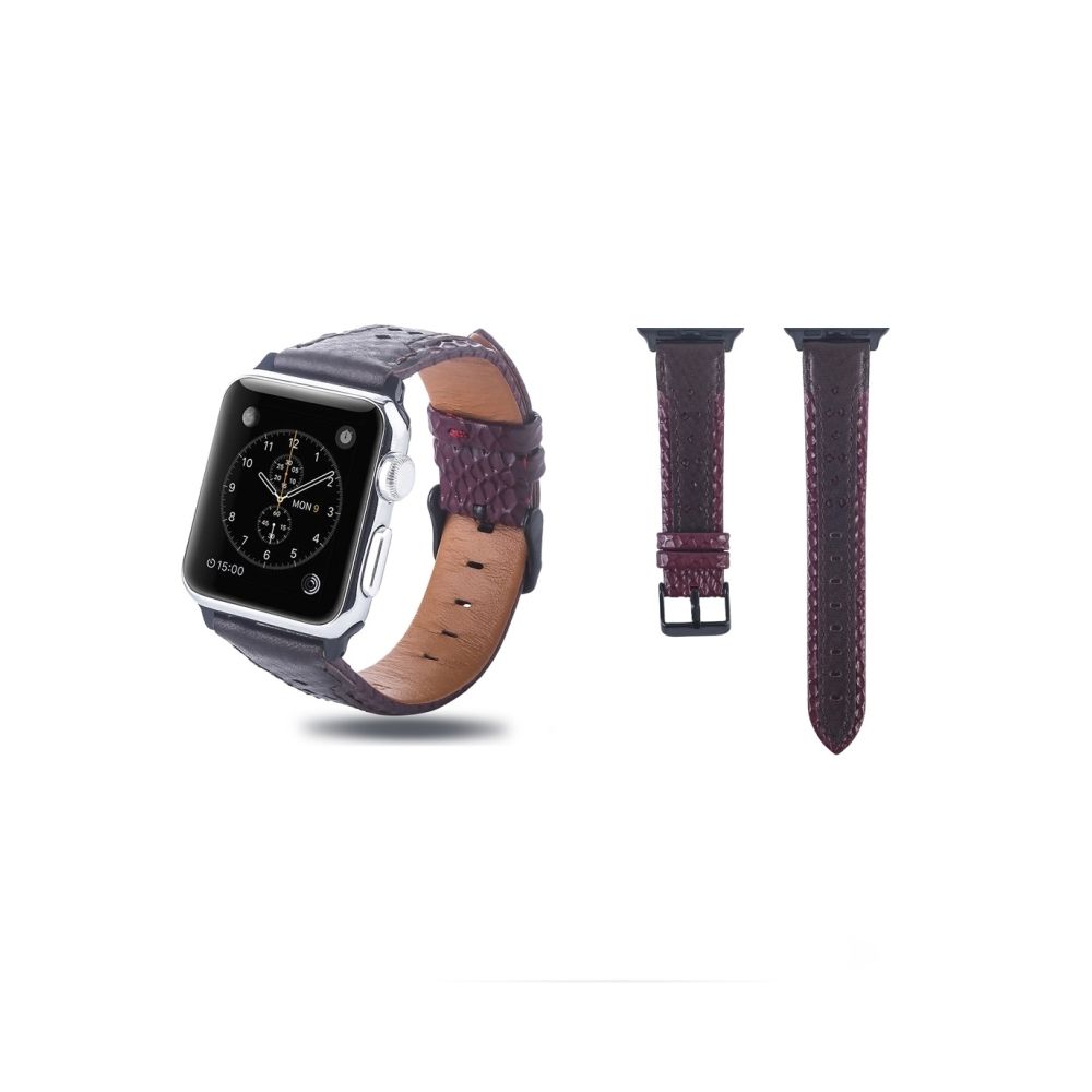 Wewoo - Bande de montre en cuir pleine fleur avec trou carré pour Apple Watch séries 4, 3 et 2 et 1, 42 et 44 mm - Accessoires Apple Watch