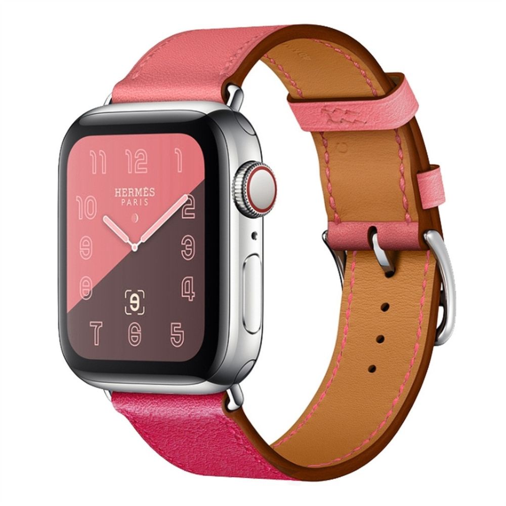 Wewoo - Bracelet de montre en cuir bicolore à boucle unique pour Apple Watch séries 3 et 2 et 1 38 mmrose rouge + rose - Accessoires montres connectées