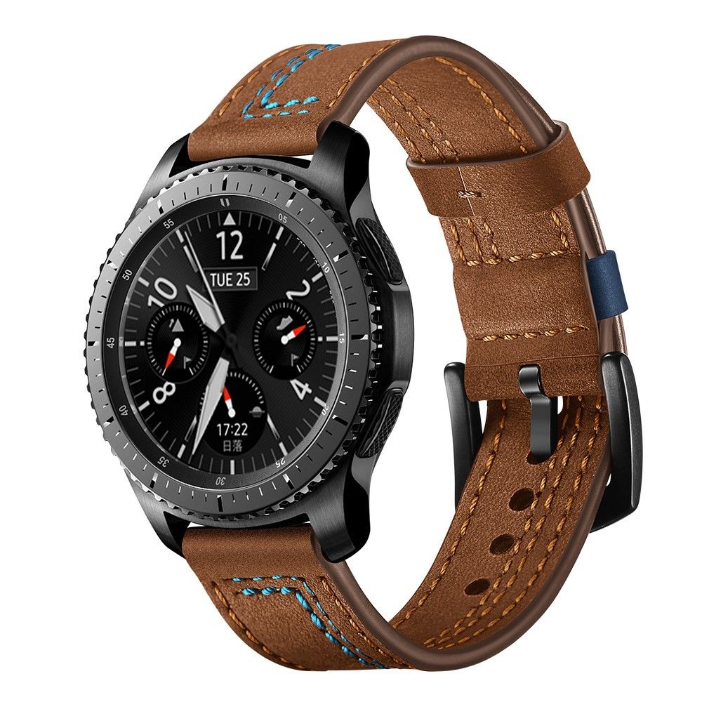 marque generique - Bracelet en cuir véritable marron pour votre Xiaomi Huami Watch Moto 360/Samsung Gear S3 Frontier/S3 Classic - Accessoires bracelet connecté