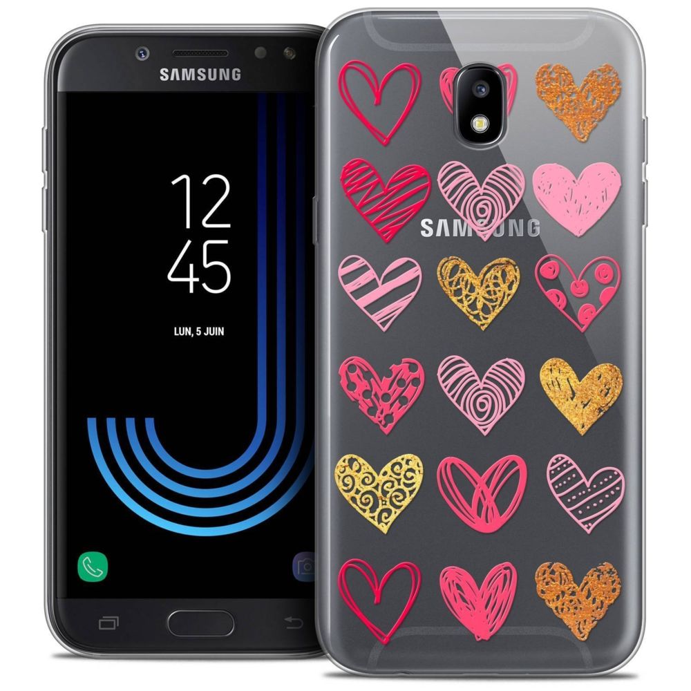 Caseink - Coque Housse Etui Samsung Galaxy J5 2017 J530 (5.2 ) [Crystal Gel HD Collection Sweetie Design Doodling Hearts - Souple - Ultra Fin - Imprimé en France] - Coque, étui smartphone