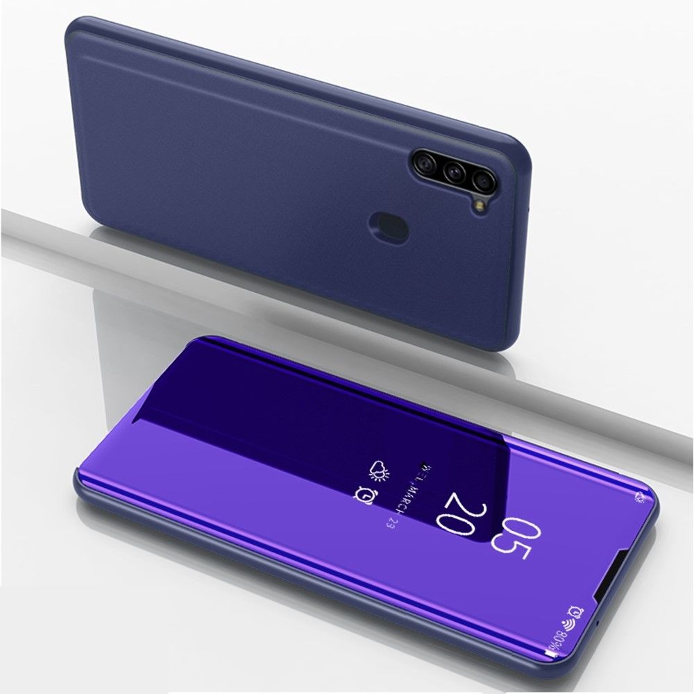 Generic - Coque en TPU + PU miroir surface vue flip de fenêtre bleu foncé pour votre Samsung Galaxy A11 - Coque, étui smartphone