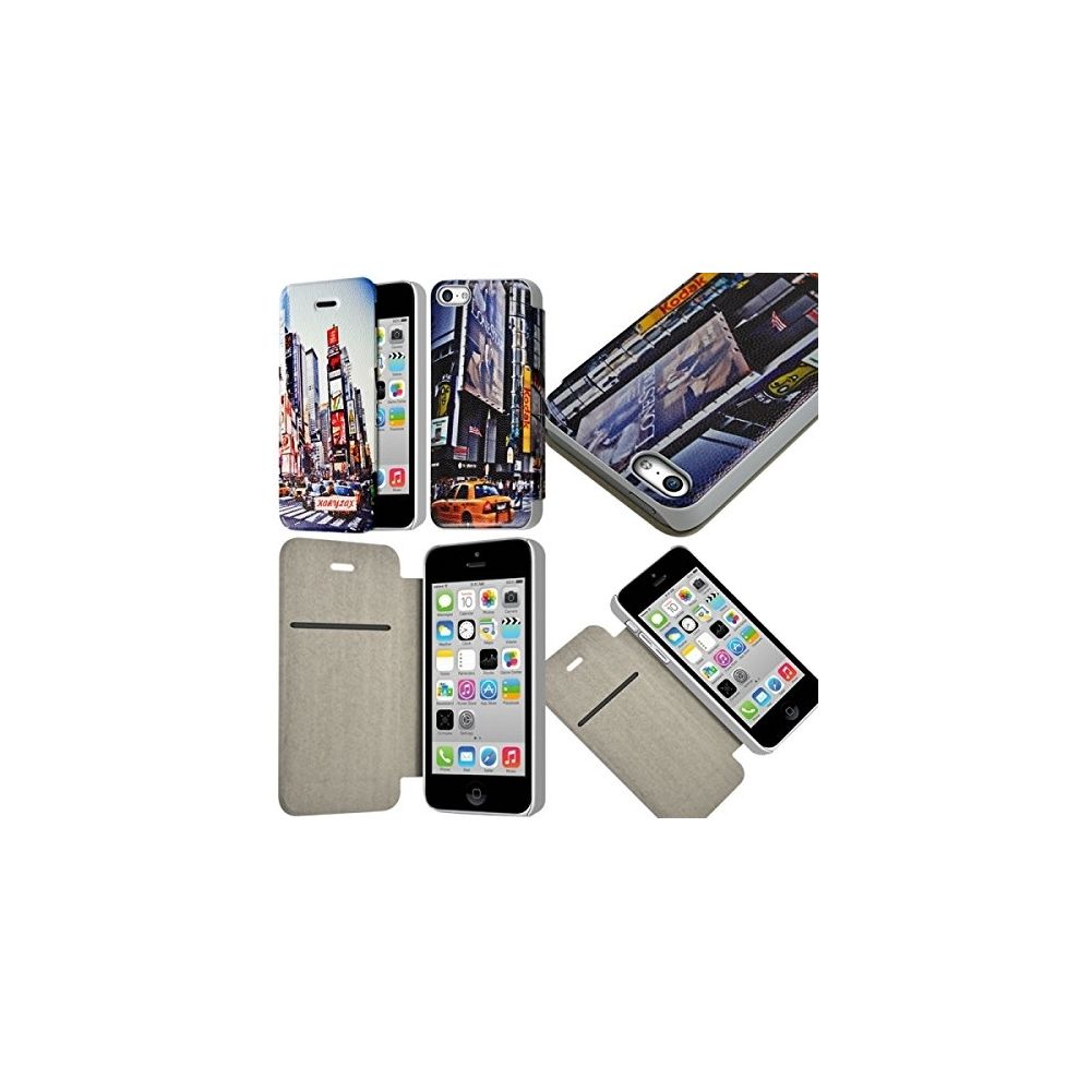 Karylax - Coque Etui à rabat porte-carte pour Apple iPhone 5C motif KJ26B + Film de Protection - Autres accessoires smartphone